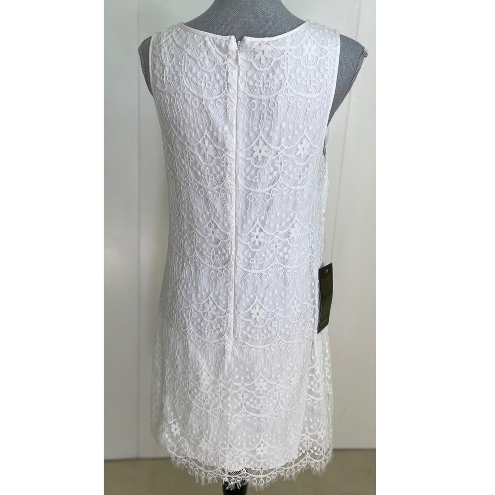 BEBE LACE + FRINGE SHIFT DRESS WHITE SIZE M - Picture 5 of 9